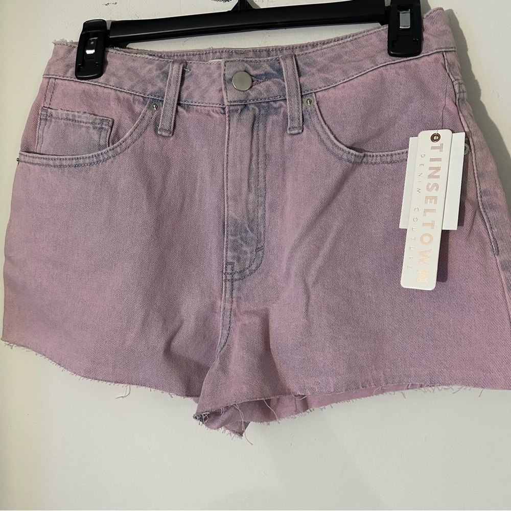 Tinseltown pink wash cutoff denim shorts size 27 NWT